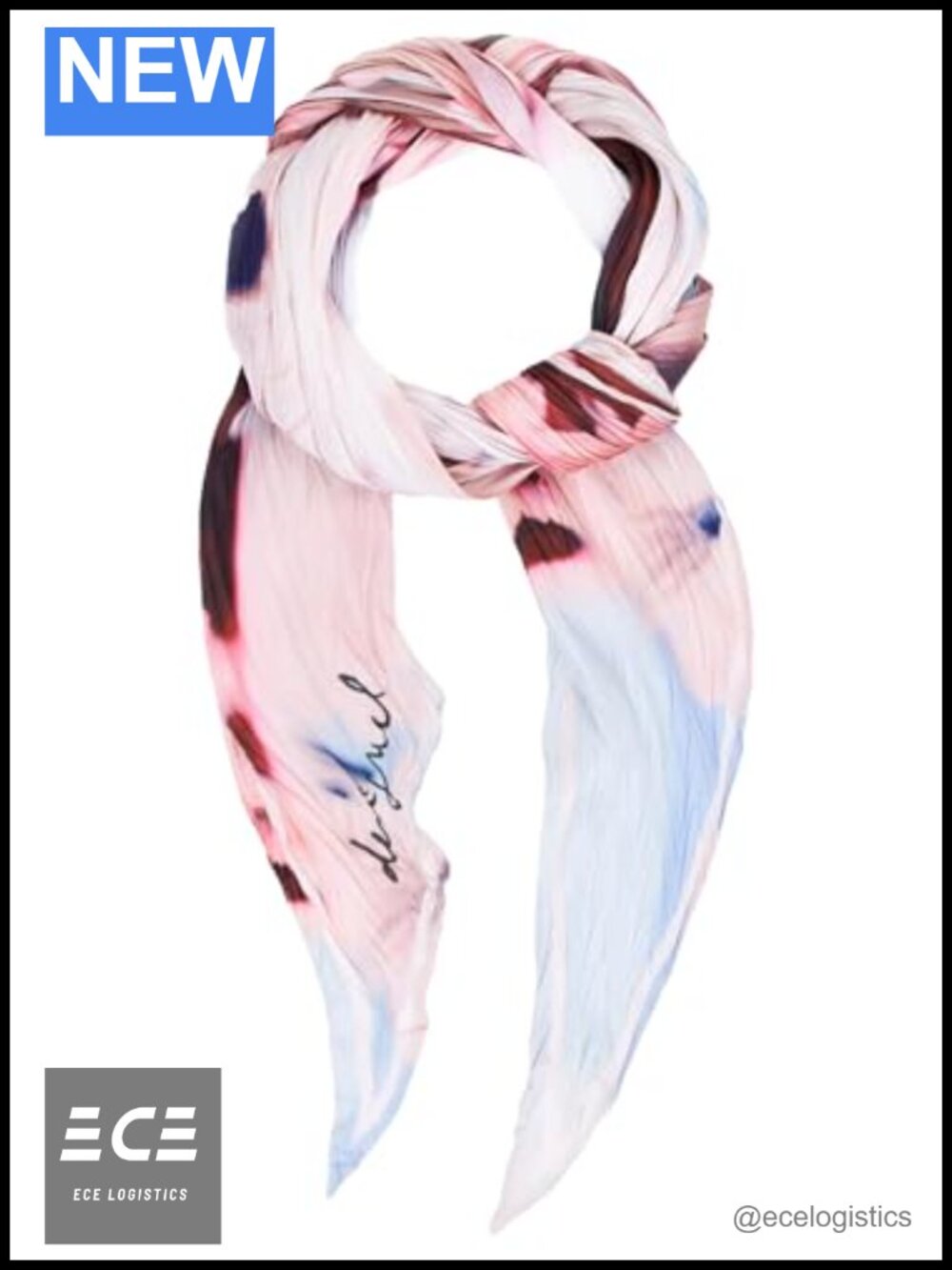 Floral Abstract Print Foulard Scarf Soft Polyester Hand Wash One Size